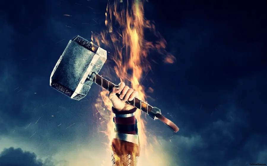Thor Axe and Hammer Wallpaper for Full HD Computer Desktop Wallpaper