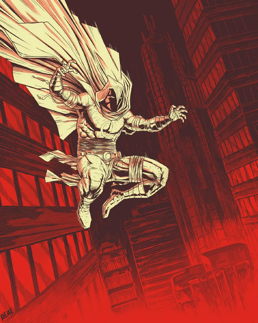 Moon Knight Animated Character Picture with Red Background