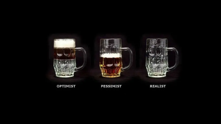Interesting and meaningful image of optimistic, pessimistic and realistic people for your background