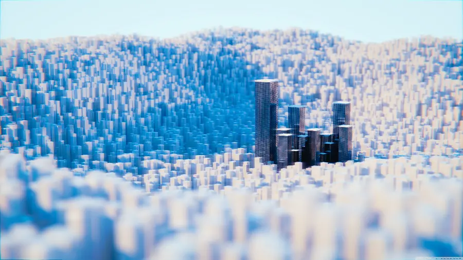 3D image of an isolated city