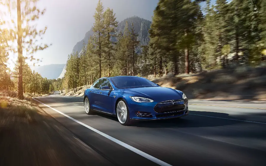 Photo of the unique blue Tesla