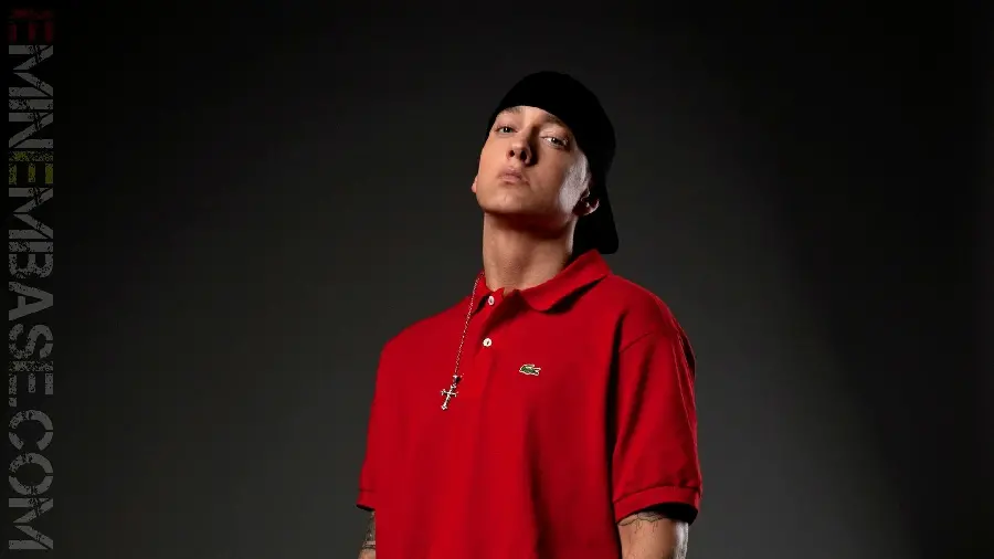 Eminem photo with red t-shirt for printing on large size banner