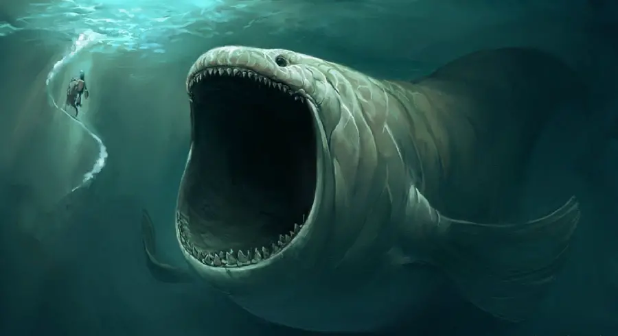 Animation photo of a big ocean fish hunting