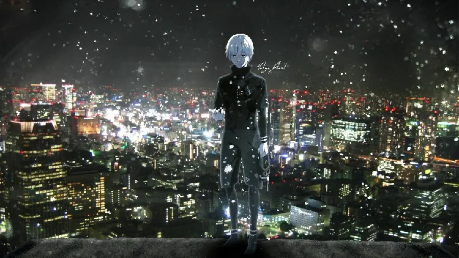 Fantasy image of a boy character with Tokyo city background for profile