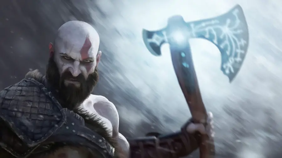 Download the background image of Kratos in the game God of War 5 for mobile and phone