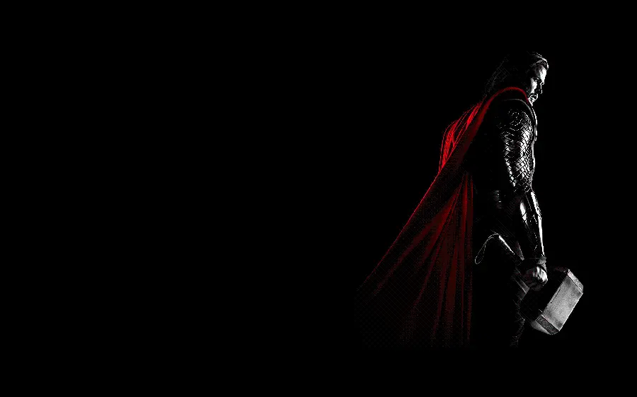 Thor's superhero character background with his weapon on a black background for Windows 11