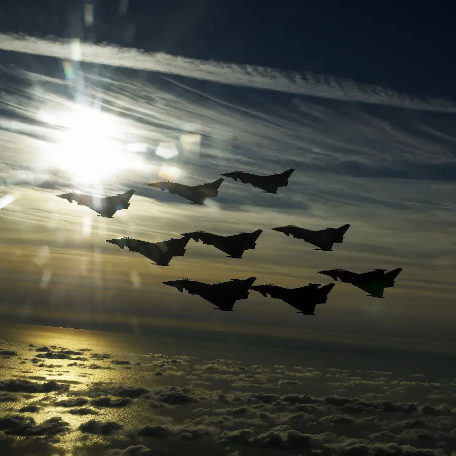 High-quality photo of fighter jets in the spectacular sky for printing