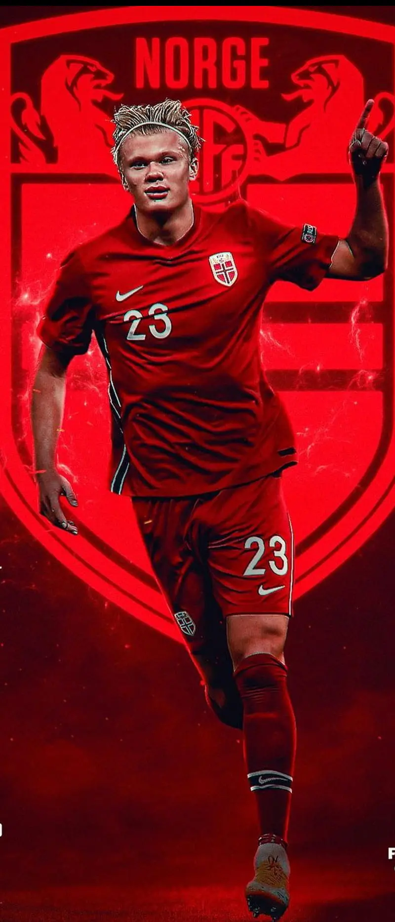 Erling Haaland in red Norway kit for mobile