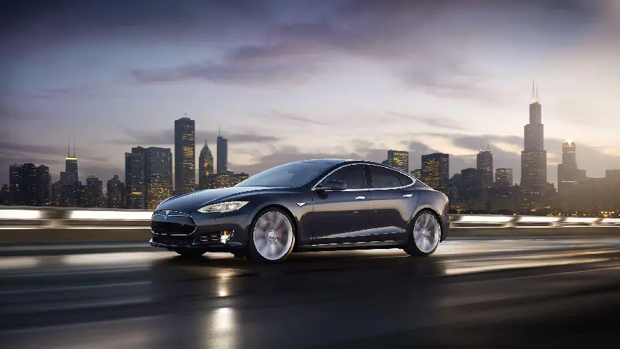 Wallpaper of a black Tesla with great power
