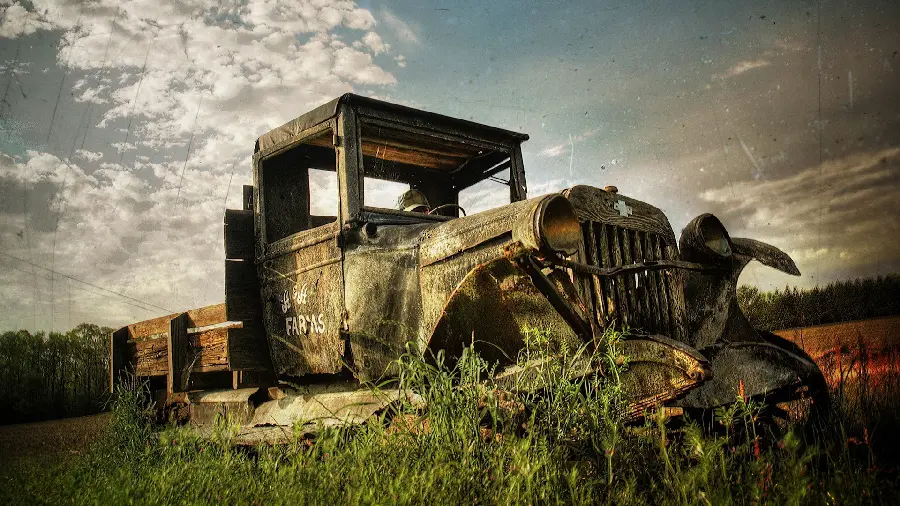 Download artistic photo of old Jeep Km in the sunset with high quality