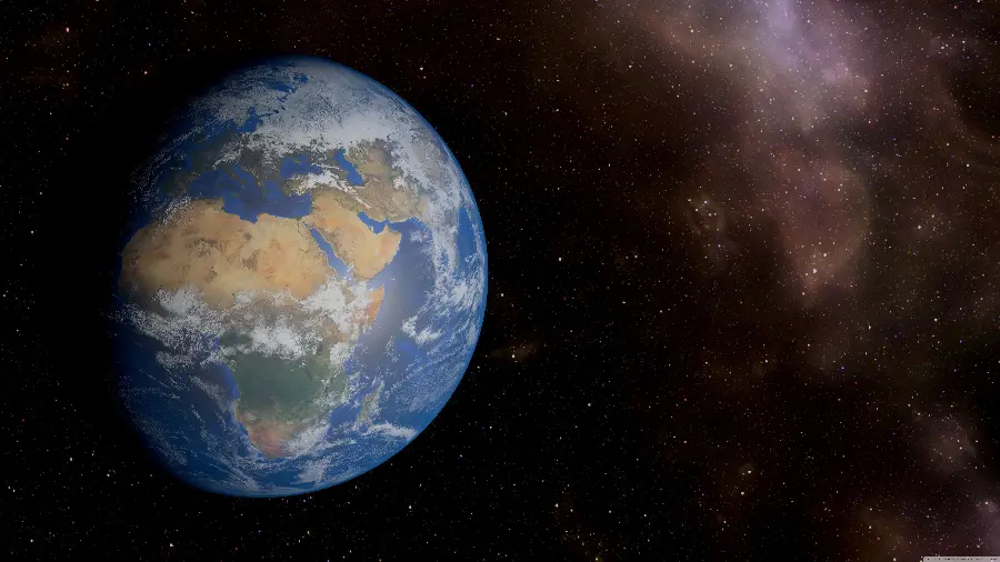 Abstract space and galaxy background with half of the Earth