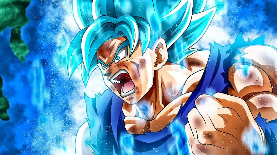 Vejito Character Background with Blue Hair in Dragon Ball Super Anime for Computer