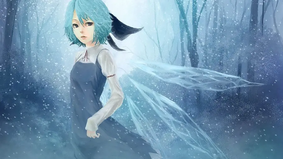 The most viewed photo of a blue-haired winged angel in winter weather 
