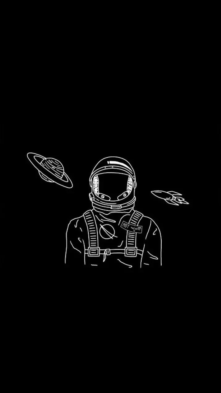 Black Background and Black Background Photo with Fantasy Astronaut Design for Mobile Phone