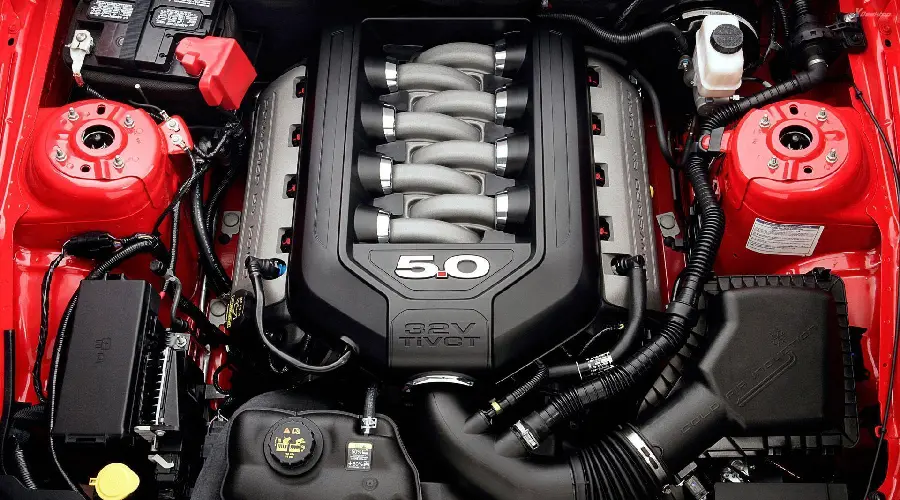 Photo of the V8 engine or the eight-cylinder engine of a Ferrari car
