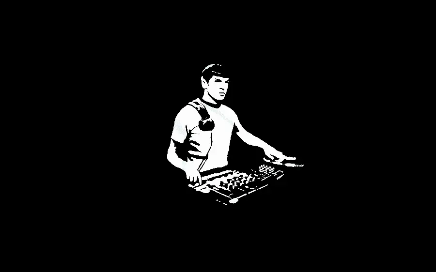 Minimal and fantasy photo of DJ with black and white background
