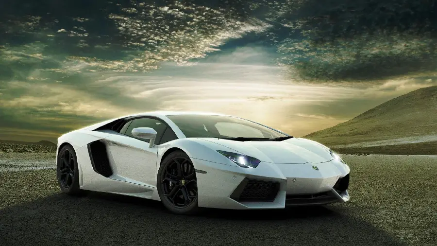 Wallpaper boy Lamborghini Aventador white
