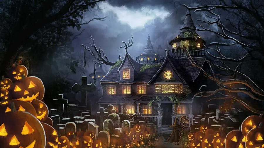 Wallpaper of a beautiful fantasy hut and trees for a desktop