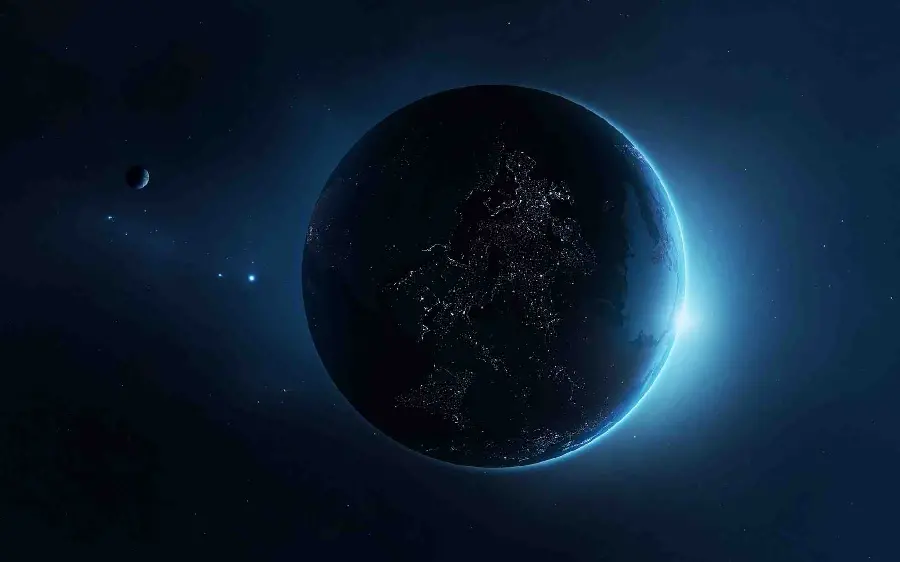 Glowing digital image of the Earth at night in HD quality