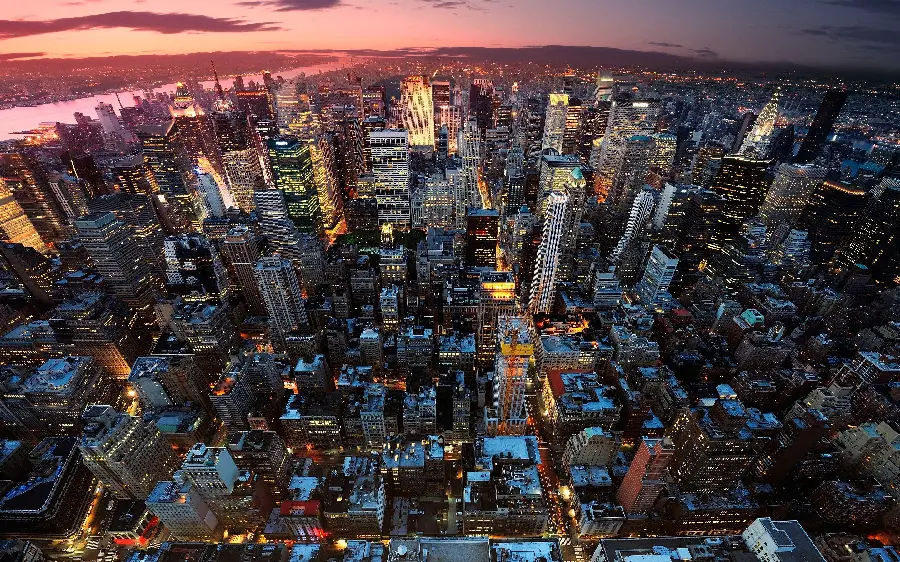 The most beautiful photo of the cityscape above the towers and skyscrapers of New York City