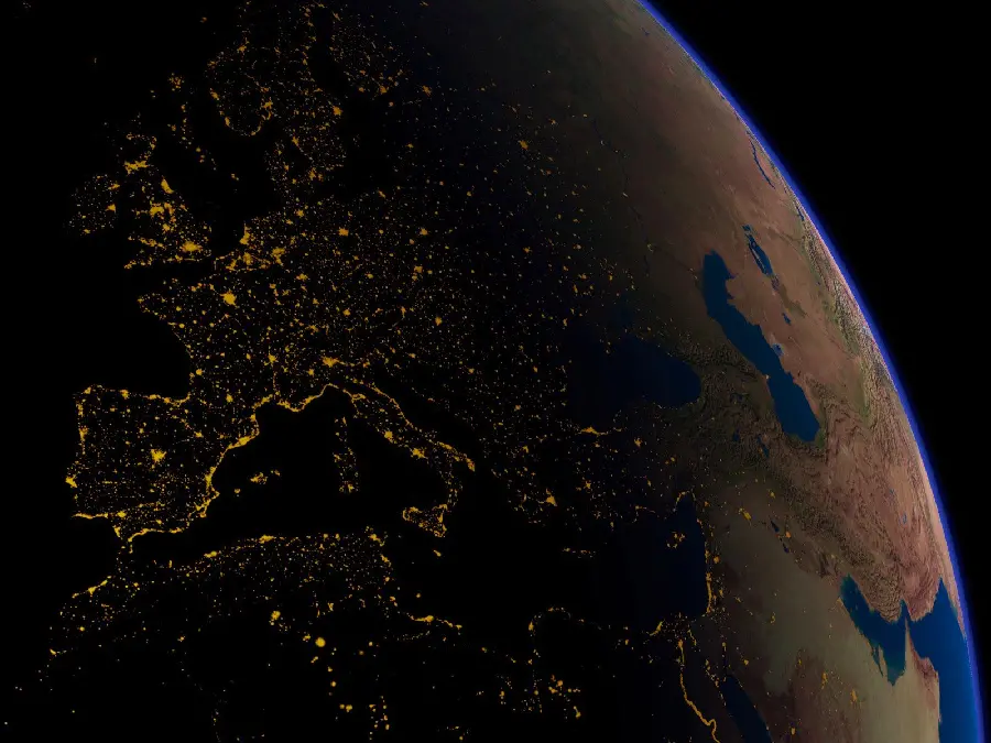 The most special aerial photo of the Earth at night with a special size for Windows 11 wallpaper
