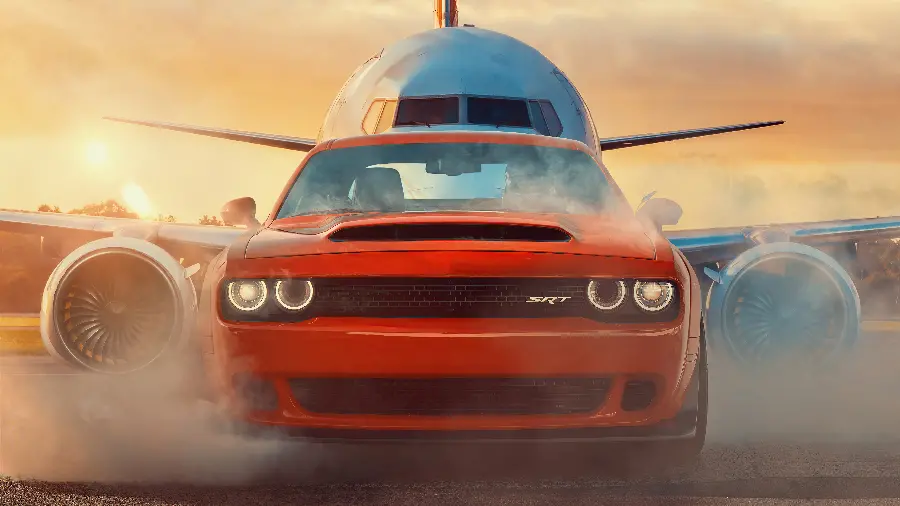 High quality angry red 2022 Dodge Challenger car wallpaper