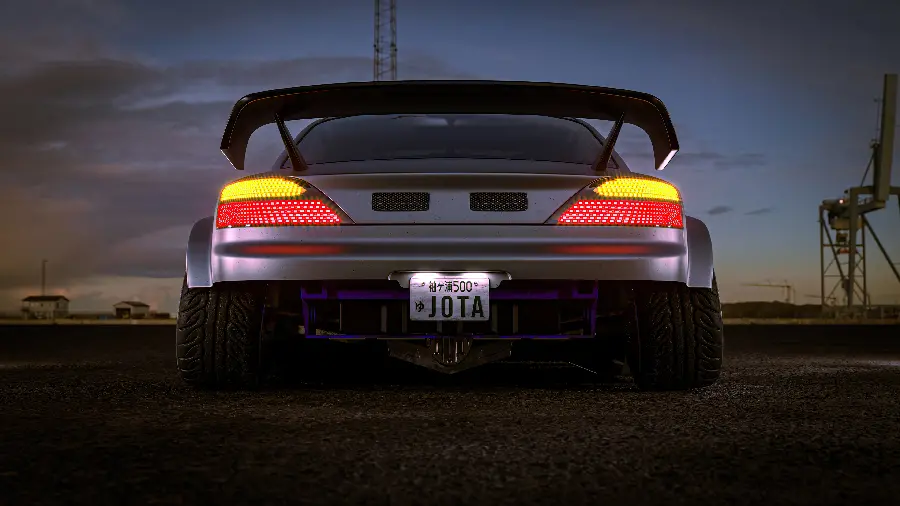 Nissan car mobile background at night with lights on