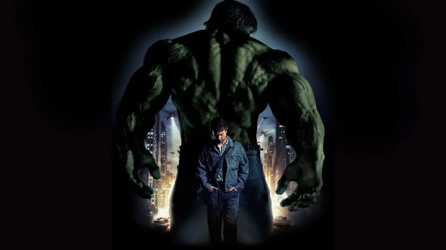 Background of Edward Norton, the actor who plays the Hulk, and the Hulk himself in one frame
