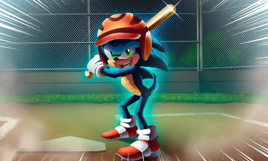 Cool photo of Sonic the Hedgehog blue playing baseball