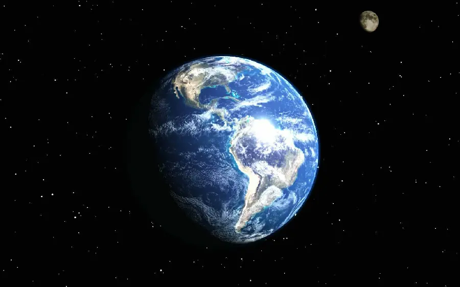 Beautiful wallpaper of the Earth and looking at it from the side of the moon for the phone