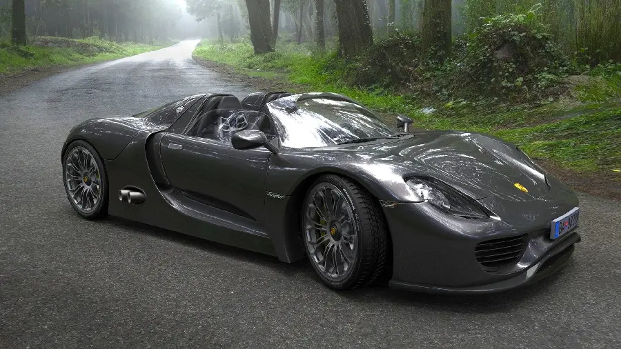 Full HD photo of the black Porsche 918 Spider car