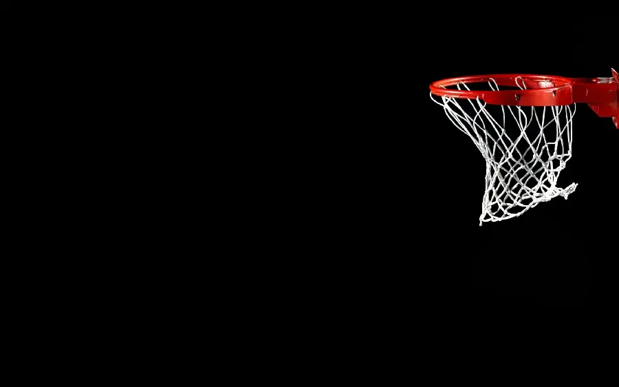 Photo of a basketball net and basket with a black background for your desktop