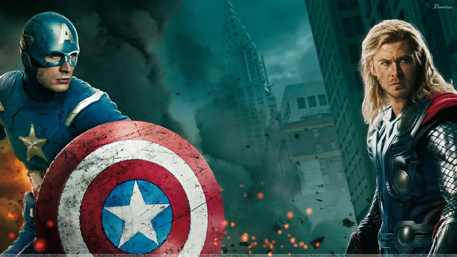 Captain America and Thor wallpaper in the Avengers movie for Marvel fans