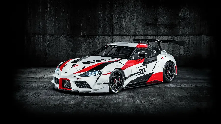 Beautiful White and Red Toyota Supra Racing Car Wallpaper
