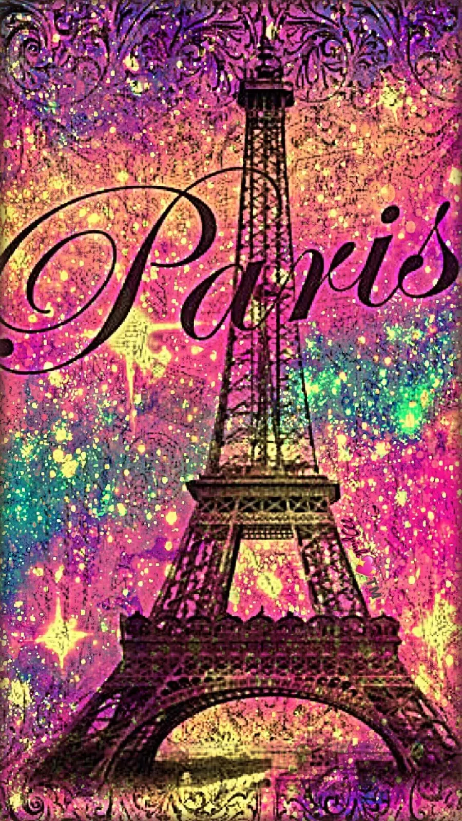Very popular wallpaper with a galaxy theme and an Eiffel Tower design