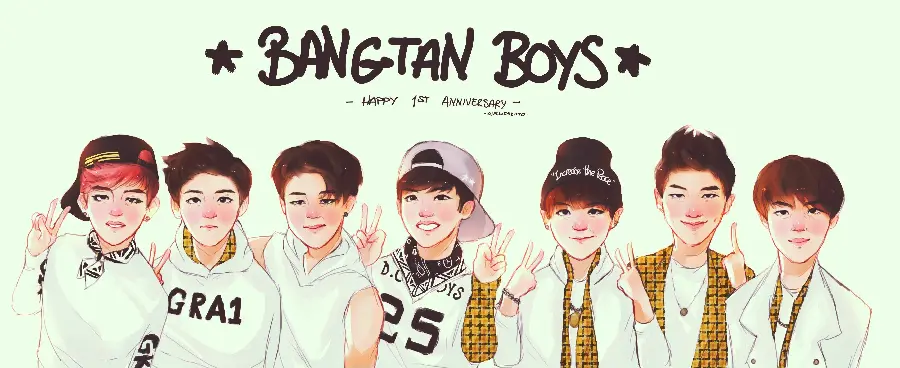 Wallpaper and painting of the seven-member music group BTS