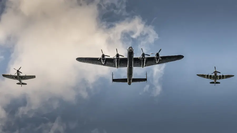 Unique Image of Airplanes and Fighter Jets in Flight for Laptop Background