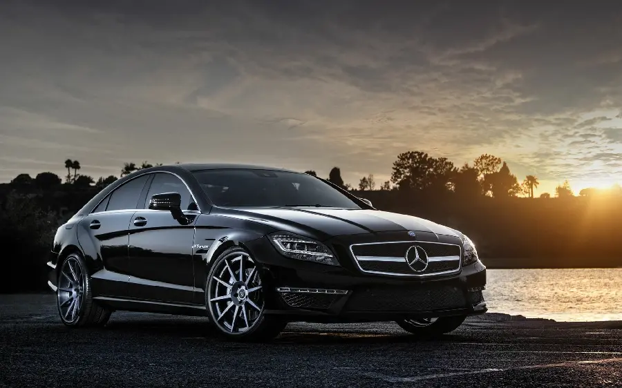 Mercedes Benz car background with shiny black color