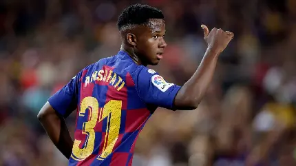 Ansu Fati photo with number 31 in the team Barcelona