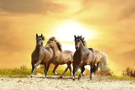 Very beautiful and spectacular wild horse photo for writing text