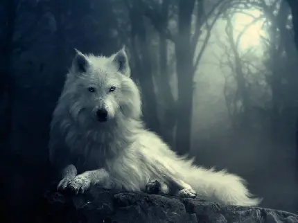 Download an extremely beautiful high-quality photo of a white wolf