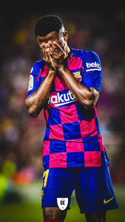 Ansu Fati's sad photo in the Barcelona club team