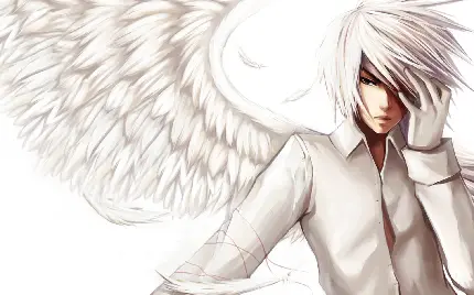 White hair anime boy photo HD