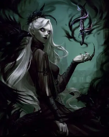 Very beautiful and scary fantasy girl's profile in high quality