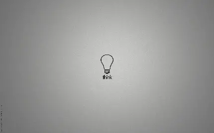 New minimalist photo of a light bulb and the text think