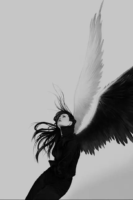 Girl photo with angel wings for profile