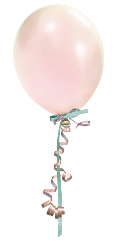 Pink birthday balloon image with a completely white background for Photoshop