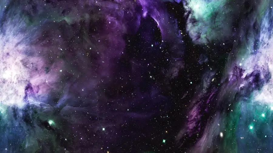Download an attractive and beautiful eggplant and green photo of the heart nebula, special for the telegram background in HD quality