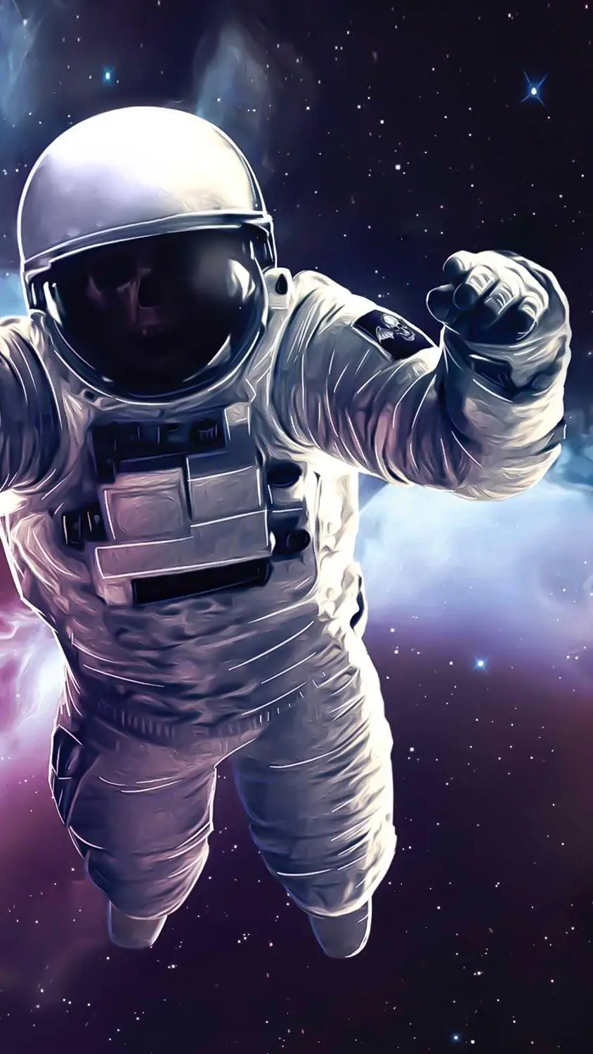 Impressive astronaut wallpaper with purple and black theme for Samsung in Full HD quality