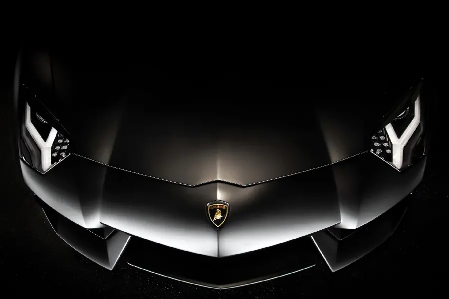 Download Lamborghini logo on the hood of this super sports car in high quality